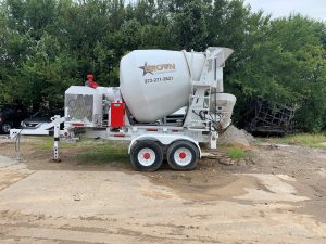 brown foundation repair cement mixer