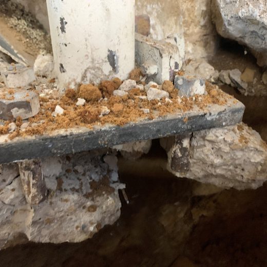 exposed foundation footer in warehouse
